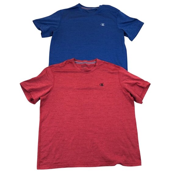 Champion Mens Classic Jersey Athletic T-Shirt Lot of Two Large Red Blue Pullover - Picture 1 of 9